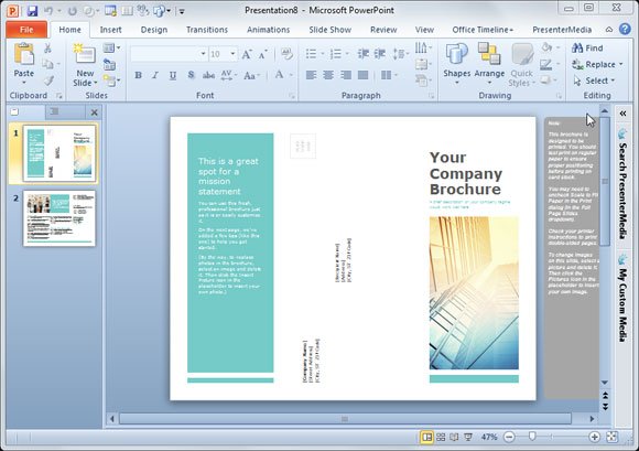 To access free brochures templates for PowerPoint we can start designing our own brochure design or download free brochures from Office website.