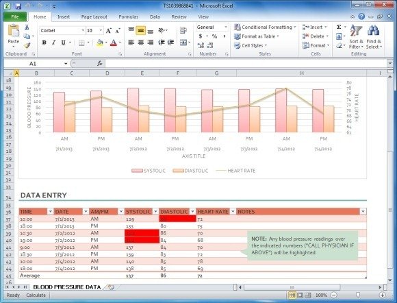 blood pressure excel template