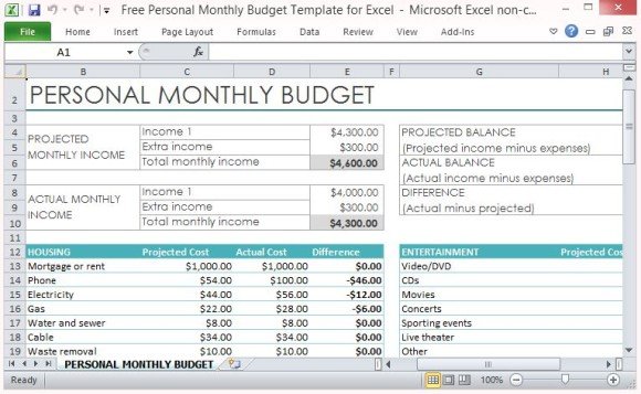 how to use microsoft excel personal expenses calculator