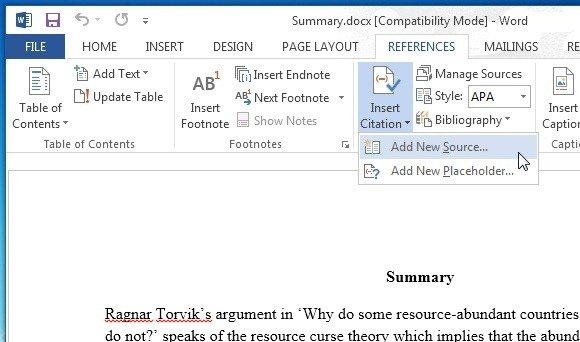 how to insert a citation in powerpoint