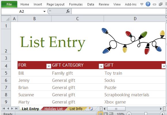 christmas gift tracker