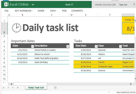 Daily Work Task Tracker Excel Template